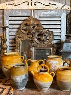 Antiek Frans aardewerk, spiegel, confit pot, Ophalen of Verzenden