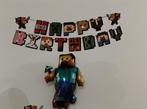 Versiering verjaardag happy birthday minecraft balon en slin, Hobby en Vrije tijd, Feestartikelen, Ophalen, Versiering, Verjaardag