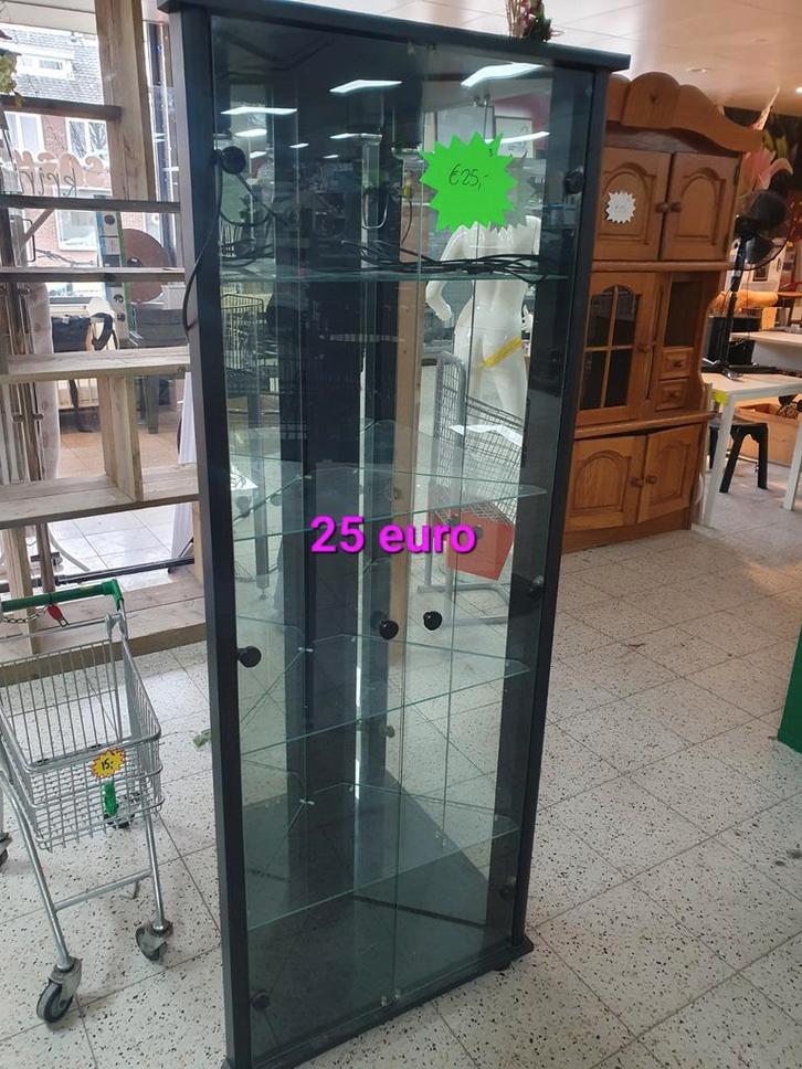 Hoek Vitrinekast met Glazen Platen en Verlichting, Huis en Inrichting, Kasten | Vitrinekasten, Gebruikt, 150 tot 200 cm, Minder dan 50 cm