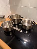 Stalen Pannenset L'Art du Chef Pro - 3 Pannen, Huis en Inrichting, Keuken | Potten en Pannen, Ophalen, Gebruikt, Inductieplaat