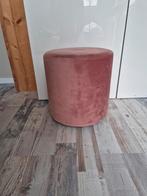 Poef oud roze velours, Ophalen, Minder dan 50 cm, Gebruikt, Rond