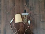 Vintage Wandlamp met Stoffen Kap Messing, Ophalen of Verzenden, Gebruikt, Glas, Vintage