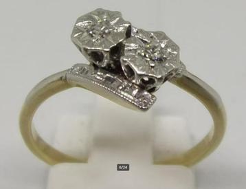 Zeldzame gouden en platina ring met Diamant, Art Deco, 1920 beschikbaar voor biedingen