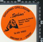 Sticker: Shoarma Grillroom Spinx - Utrecht (2), Ophalen of Verzenden, Zo goed als nieuw, Bedrijf of Vereniging