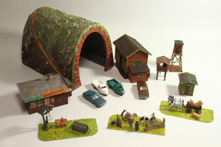 Modelspoor schuren, tunnel, figuren enz H0, Hobby en Vrije tijd, Modeltreinen | H0, Gebruikt, Locomotief, Gelijkstroom of Wisselstroom