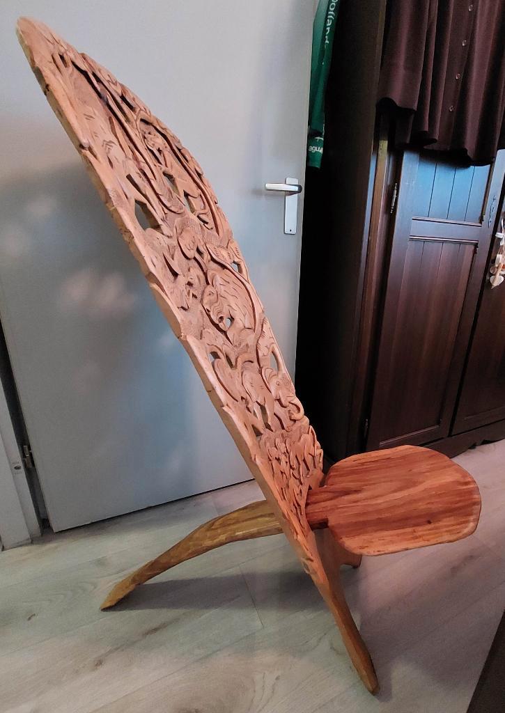 Afrikaanse Palaverstoel - prachtig houtsnijwerk, Antiek en Kunst, Kunst | Beelden en Houtsnijwerken, Ophalen