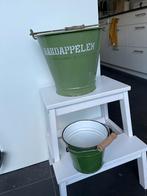 Vintage Emmer Set - Groen, Gebruikt, 40 liter of meer, Ophalen of Verzenden, Metaal