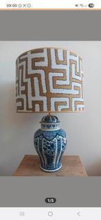 Handgemaakte lampenkap doolhof oker 35 cm., Huis en Inrichting, Ophalen of Verzenden, Zo goed als nieuw, Rond, Minder dan 25 cm