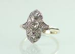 Antieke goud platina Art Deco ring diamant, Ophalen of Verzenden, Goud, Ring, Met edelsteen