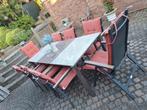 8 persoons tuinmeubel set met een tafel van RVS en granieten, Ophalen, Gebruikt, Stoel