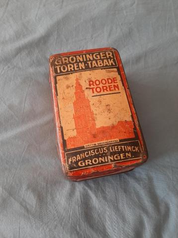oud tabak blik Roode Toren Franciscus Lieftinck Groningen beschikbaar voor biedingen