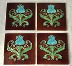 Jugendstil tegeltjes met tulp (4) -  Ceramique d'Hemiksem, Verzenden