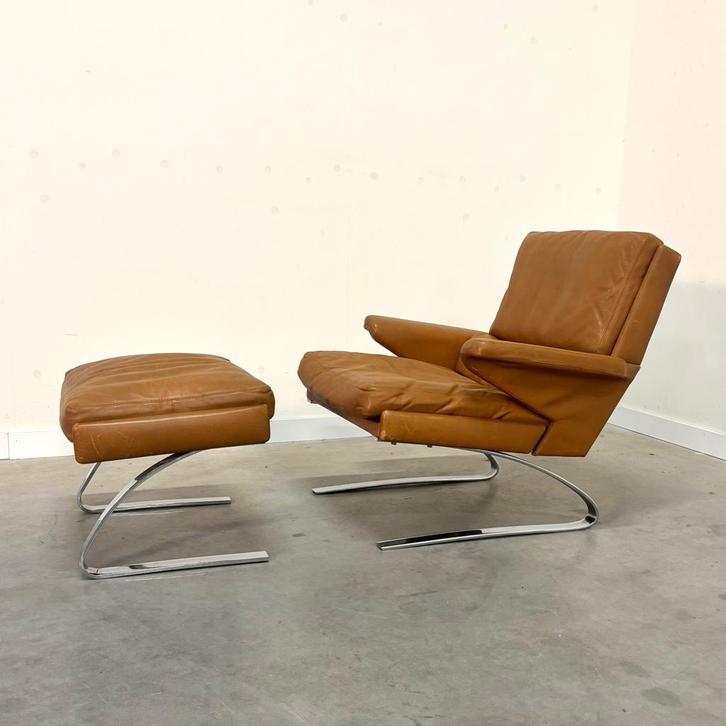 COR swing fauteuil vintaje jaren 60 70 80 design, Huis en Inrichting, Fauteuils, Gebruikt, Leer, Metaal, 50 tot 75 cm, 75 tot 100 cm