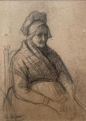 Potloodtekening van Gerke Henkes (1844-1927) beschikbaar voor biedingen