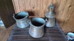 Antieke koperen potten en kan, Ophalen of Verzenden