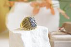 Vintage 14 Karaat Gouden Cluster Saffier Ring, 19 tot 20, Ophalen of Verzenden, Zo goed als nieuw, Met edelsteen