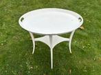 Vintage wit bijzettafeltje, Gebruikt, Metaal of Aluminium, 55 tot 75 cm, Ovaal