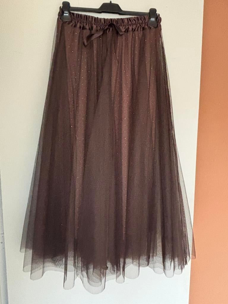 Rok tule en steentjes onesize nieuw, Ophalen of Verzenden, Nieuw, Bruin, Onder de knie