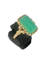 Vintage gouden ring met chrysopraas. Mt 17,5, Verzenden, Goud, Ring, Met edelsteen