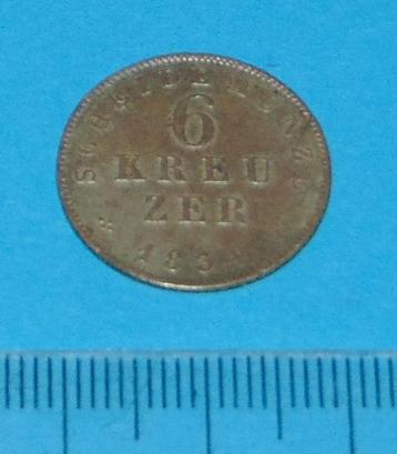 Hesse-Darmstadt - 6 kreuzer 1834 beschikbaar voor biedingen