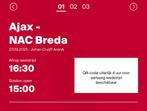 Ajax vs NAC Breda, 2 tickets beschikbaar, Tickets en Kaartjes, Drie personen of meer, September