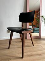 Set van 4 vintage eetkamerstoelen jaren 60  hout & skai leer, Antiek en Kunst, Ophalen