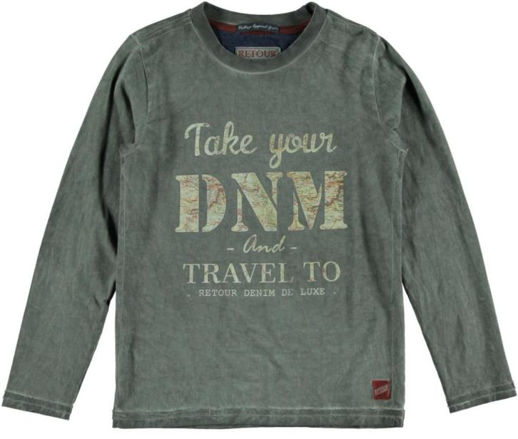 RETOUR olive green groen longsleeve shirt maat 14 164, Kinderen en Baby's, Kinderkleding | Maat 164, Zo goed als nieuw, Jongen