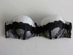 hunkemoller Strapless bh Wit met zwart kant en strikje 75B, Hunkemöller, Verzenden, Wit, BH