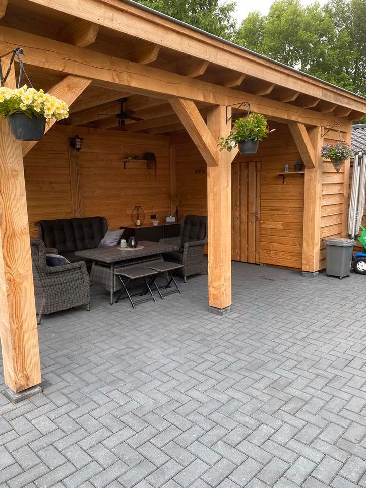 Robuuste stevige overkapping met berging, Tuin en Terras, Overkappingen, Zo goed als nieuw, Ophalen