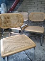 4 Buisframe Stoelen met Webbing Zitting, Huis en Inrichting, Stoelen, Ophalen, Bruin, Vintage, Zo goed als nieuw