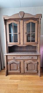 Houten Kast met Glasdeuren, Huis en Inrichting, Ophalen, Gebruikt, Glas, Landelijk