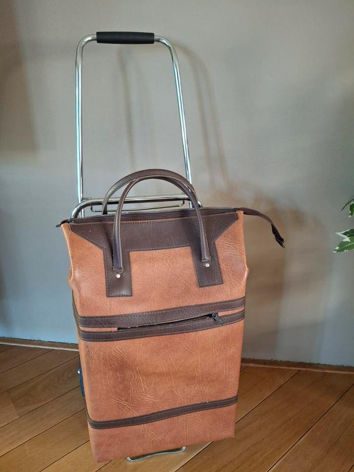Retro Bruine Skai Boodschappentrolley. Boodschappen kar, Verzamelen, Retro, Ophalen of Verzenden