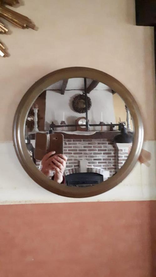 Grote antieke ronde koperen spiegel - spiegelplateau XXL, Antiek en Kunst, Antiek | Spiegels, Minder dan 50 cm, Minder dan 100 cm
