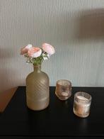 Matglazen vaas goudkleurig (22cm), Geel, Nieuw, Ophalen of Verzenden, Glas