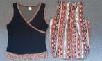 2x zgan Tops - Maat S 36 zwart  - oranje - bruin-terra kleur, Zwart, Ophalen of Verzenden, Zo goed als nieuw, Maat 36 (S)