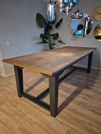 Massief eikenhouten eettafel 240cm/100cm, Ophalen, 200 cm of meer, 50 tot 100 cm, Zo goed als nieuw
