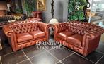 Chesterfield banken, Huis en Inrichting, Banken | Bankstellen, 150 tot 200 cm, Vintage, Tweepersoons, Zo goed als nieuw