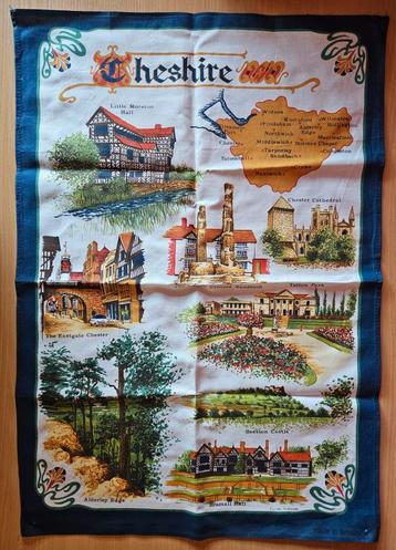 Souvenir theedoek Cheshire, Engeland, Groot Brittannië beschikbaar voor biedingen