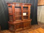 Teakhouten vitrine kast 240 breed en 215 hoog, Ophalen, Gebruikt, 200 cm of meer, Klassiek