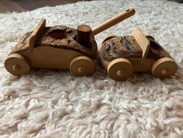 Magic Wood houten boomstam sport auto sleepwagen natuurlijk beschikbaar voor biedingen