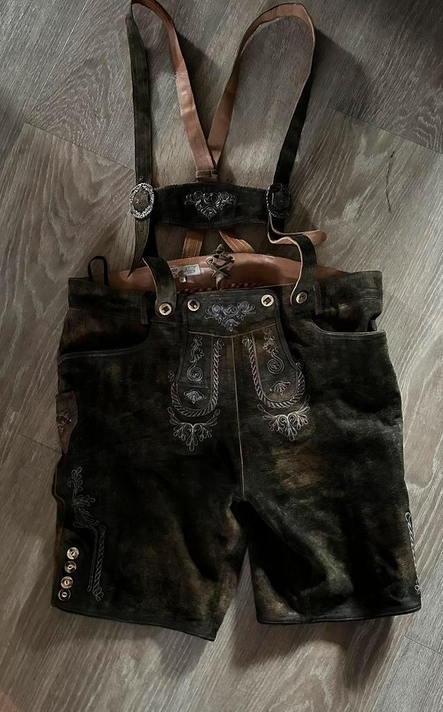 Lekra geitenleren trachten lederhose – maat 30 (XXL), Kleding | Heren, Carnavalskleding en Feestkleding, Zo goed als nieuw, Overige maten