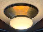 PLAFONNIERE plafondlamp wit melkglas koper / goud kleur voet, Ophalen, Zo goed als nieuw, Glas