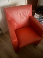 Bankstel met fauteuil, Ophalen, Zo goed als nieuw, Leer, 75 tot 100 cm