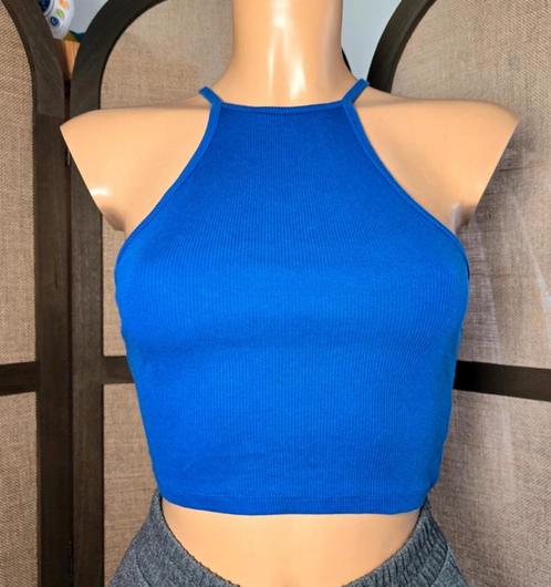 Zara Blauwe Halter Crop Top Maat S, Kleding | Dames, Tops, Zo goed als nieuw, Maat 36 (S), Blauw, Zonder mouw, Verzenden
