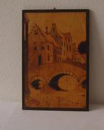 vintage Brugge wanddecoratie hout 30x20 cm, Ophalen of Verzenden, Gebruikt