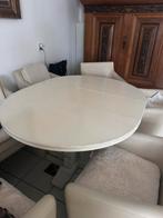 Wit houten Uitschuifbare eettafel ., Huis en Inrichting, Tafels | Eettafels, Ophalen, Overige materialen, Gebruikt, 100 tot 150 cm