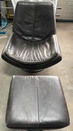 Draai Fauteuil Spario incl hocker (Goossens) echt leer!!, Ophalen, Gebruikt, Leer, Luxe draai Fauteuil