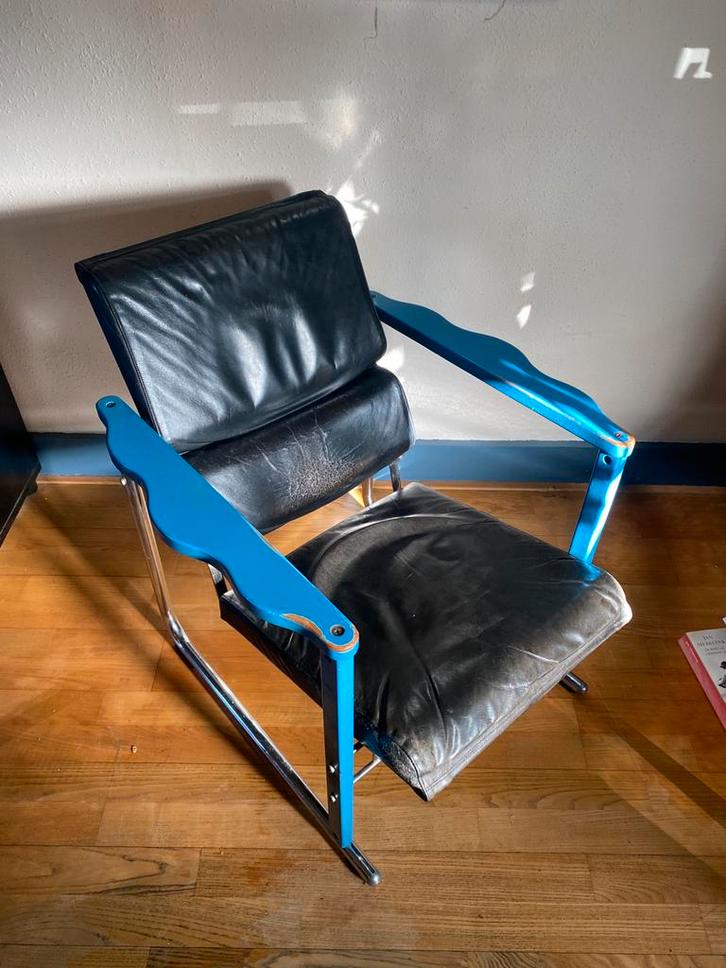 Yrjö Kukkapuro Experiment Lounge Chair, Huis en Inrichting, Stoelen, Gebruikt, Eén, Leer, Blauw, Ophalen of Verzenden