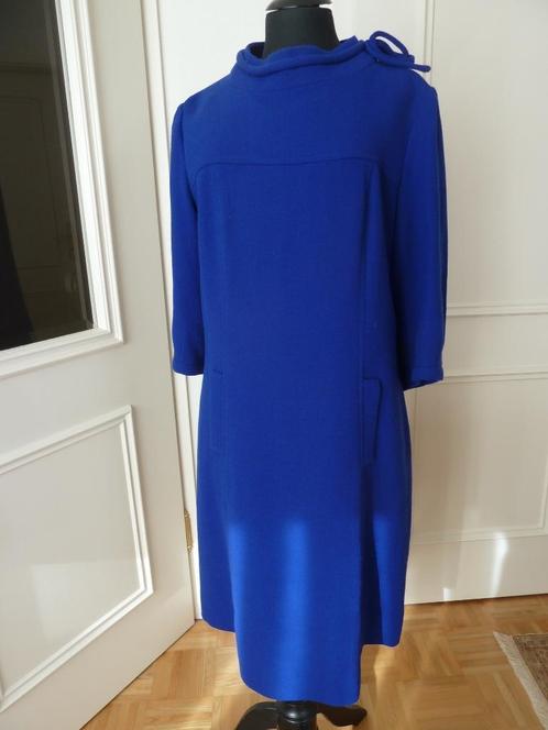 Nathalie Molho Paris vintage jurk, kobaltblauwe crèpe wol, Kleding | Dames, Jurken, Zo goed als nieuw, Maat 38/40 (M), Blauw, Knielengte