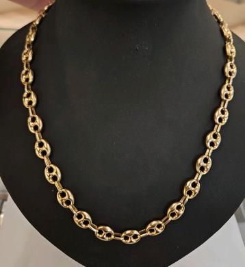 14 karaats gouden koffieboon / Gucci schakel ketting 70cm beschikbaar voor biedingen
